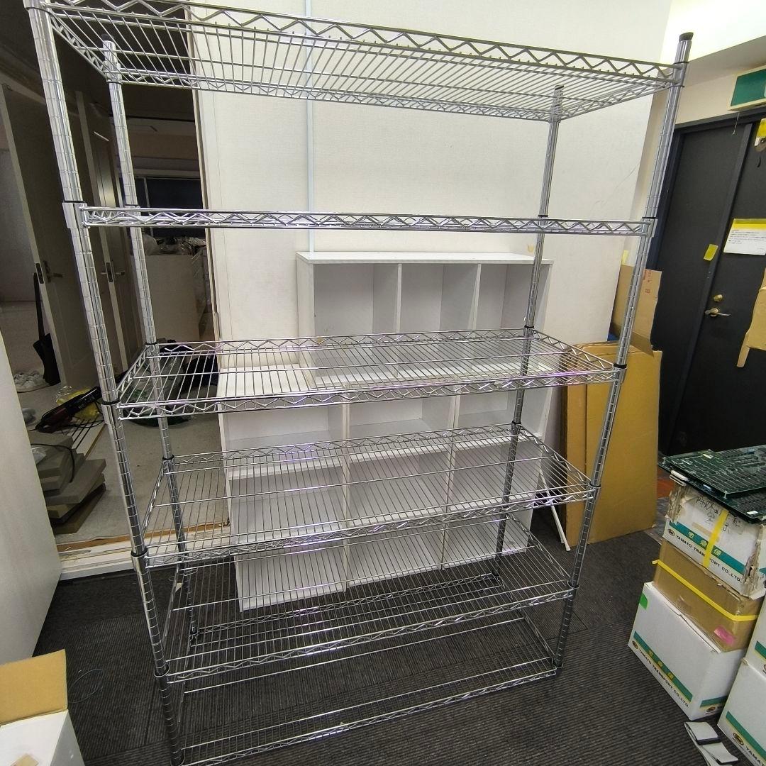 まぁちゃん:【幅120cm】スチールラック 5段 シルバー 棚板1枚追加済