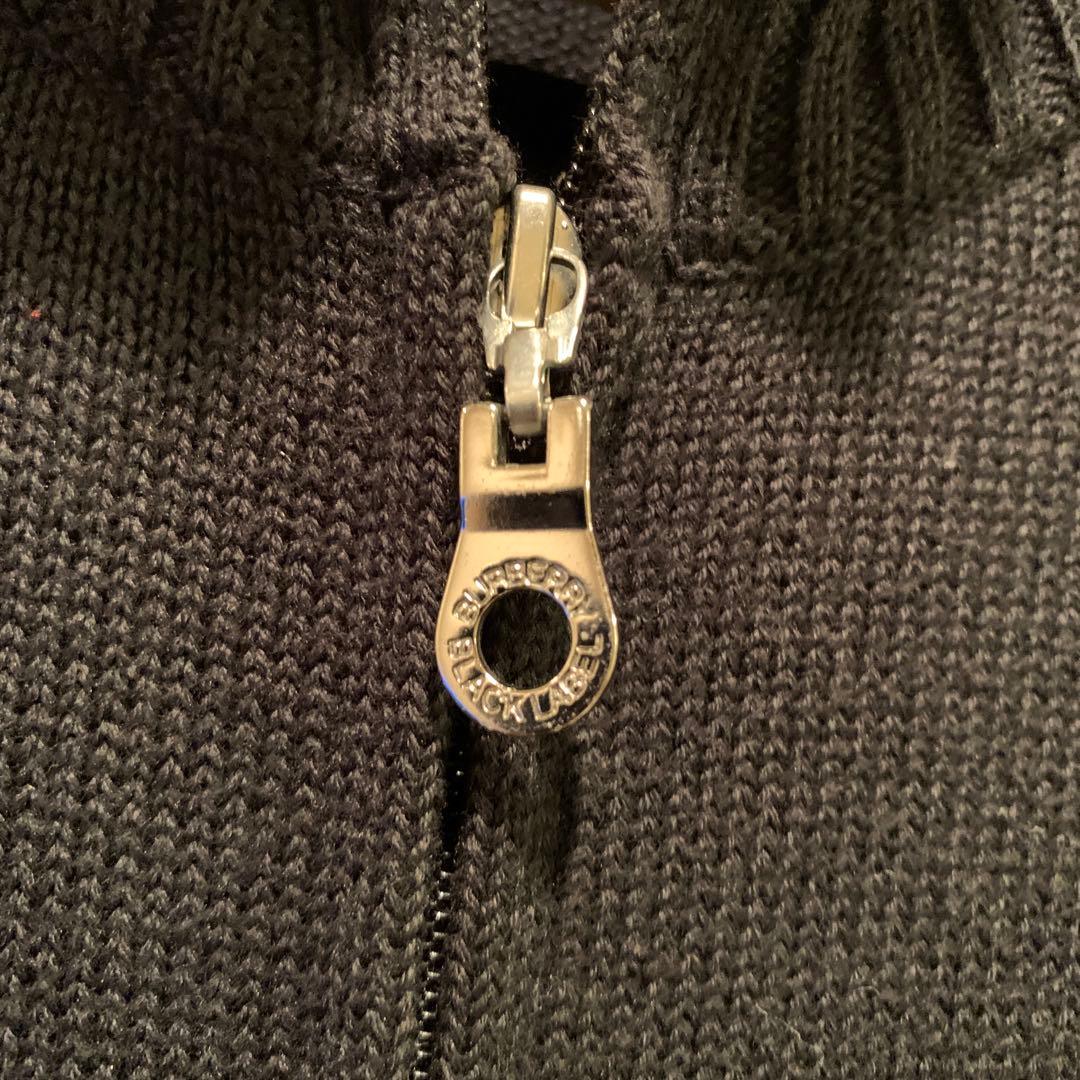 バーバリーブラックレーベル　ニットジップアップ　メガチェック　 Lサイズ