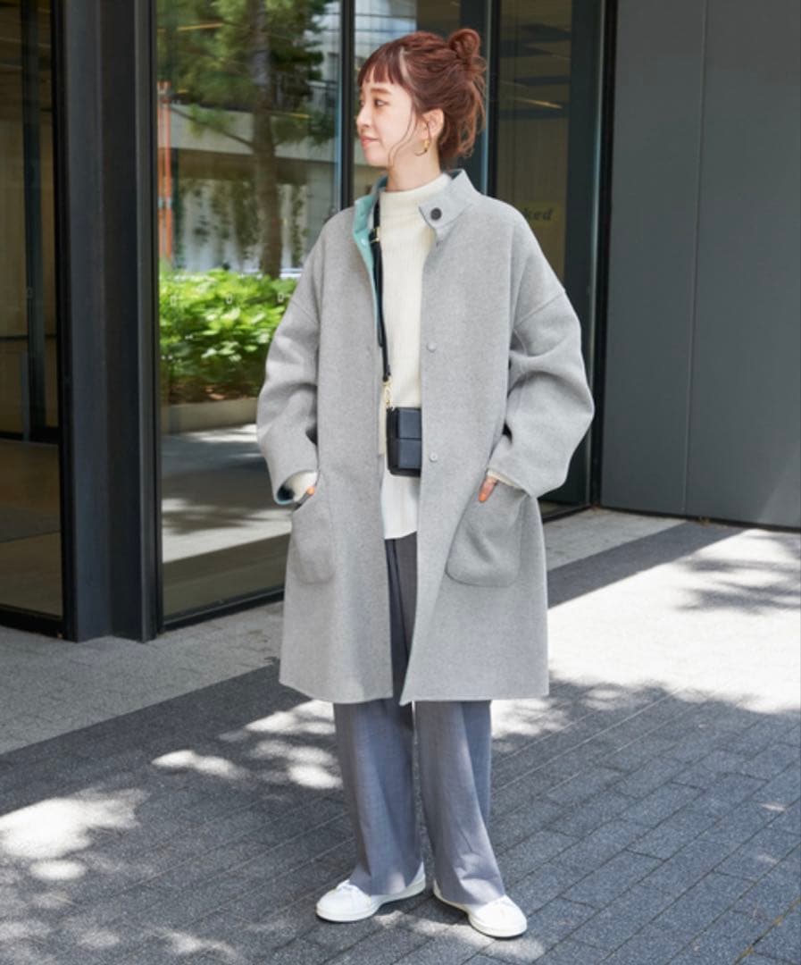 B.C STOCK リバーシブルミドル丈コート　グレー