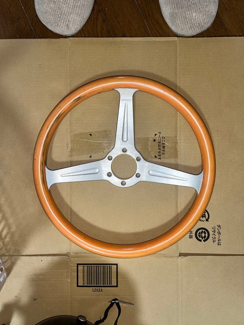 モモステ　オレンジウッド3スポークステアリング