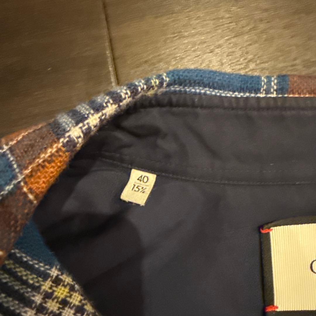 GUCCI チェックシャツ バードエンブロイダリー シャツ