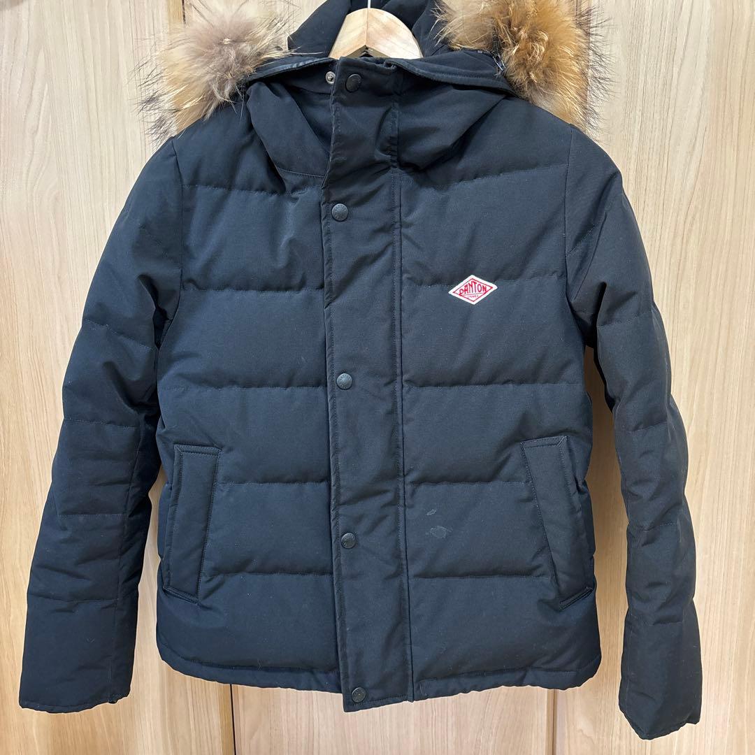 DANTON フード付き ブラックダウンジャケット