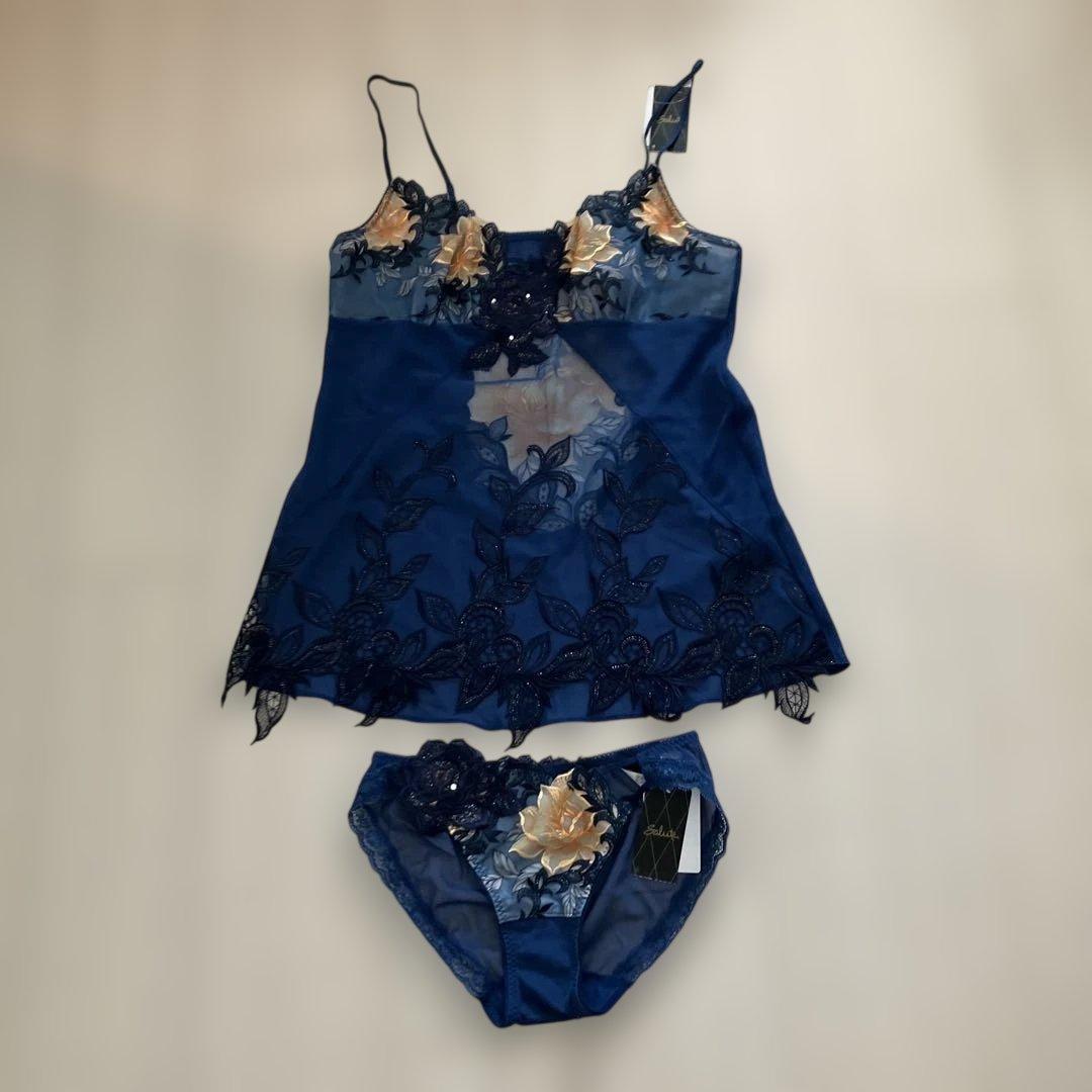 【サルート】キャミソール（L）&ショーツ（M）　ブルー