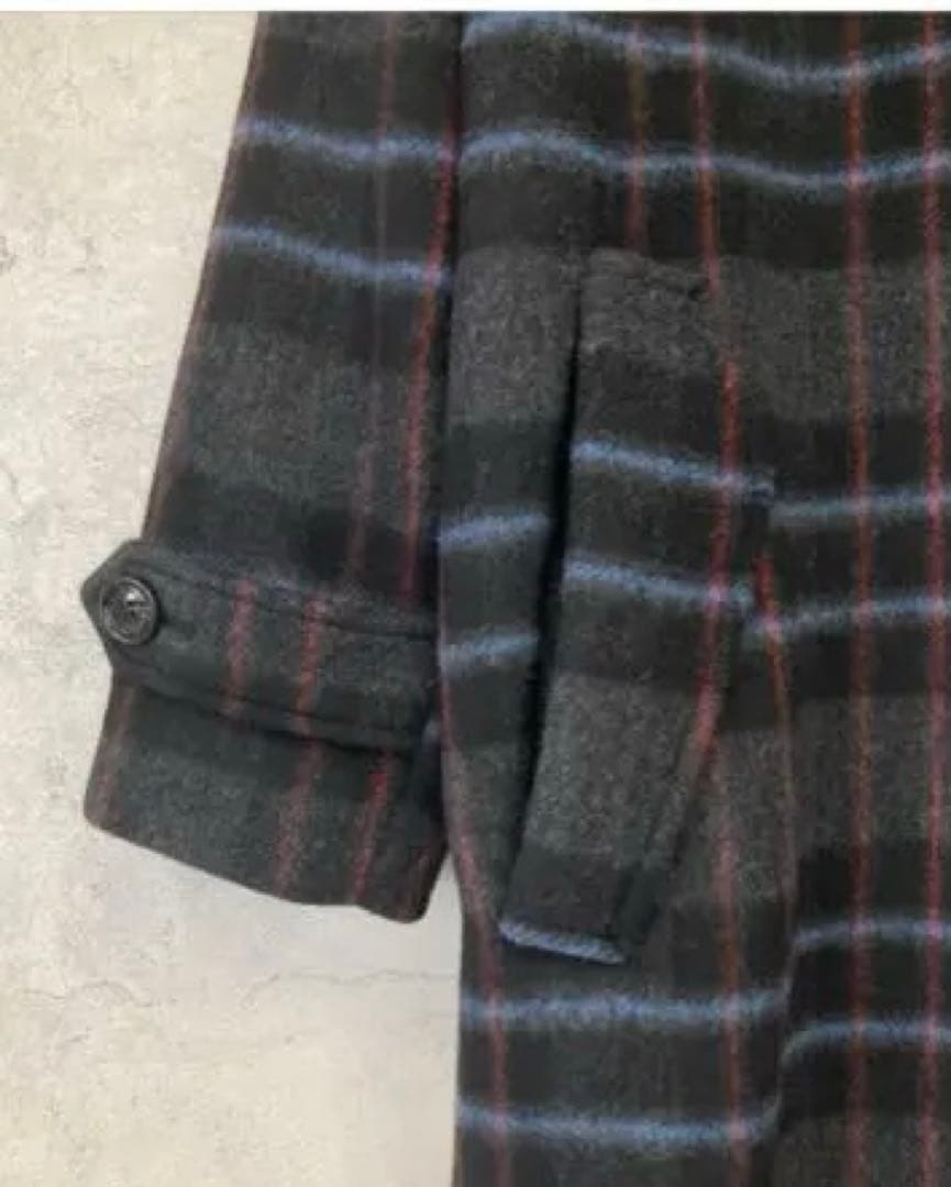 メゾンレネー　チェック　フード　ロングコート