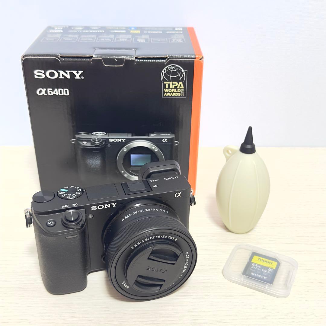 SONY ミラーレスカメラ α6400 標準パワーズームレンズ　SDカード付き