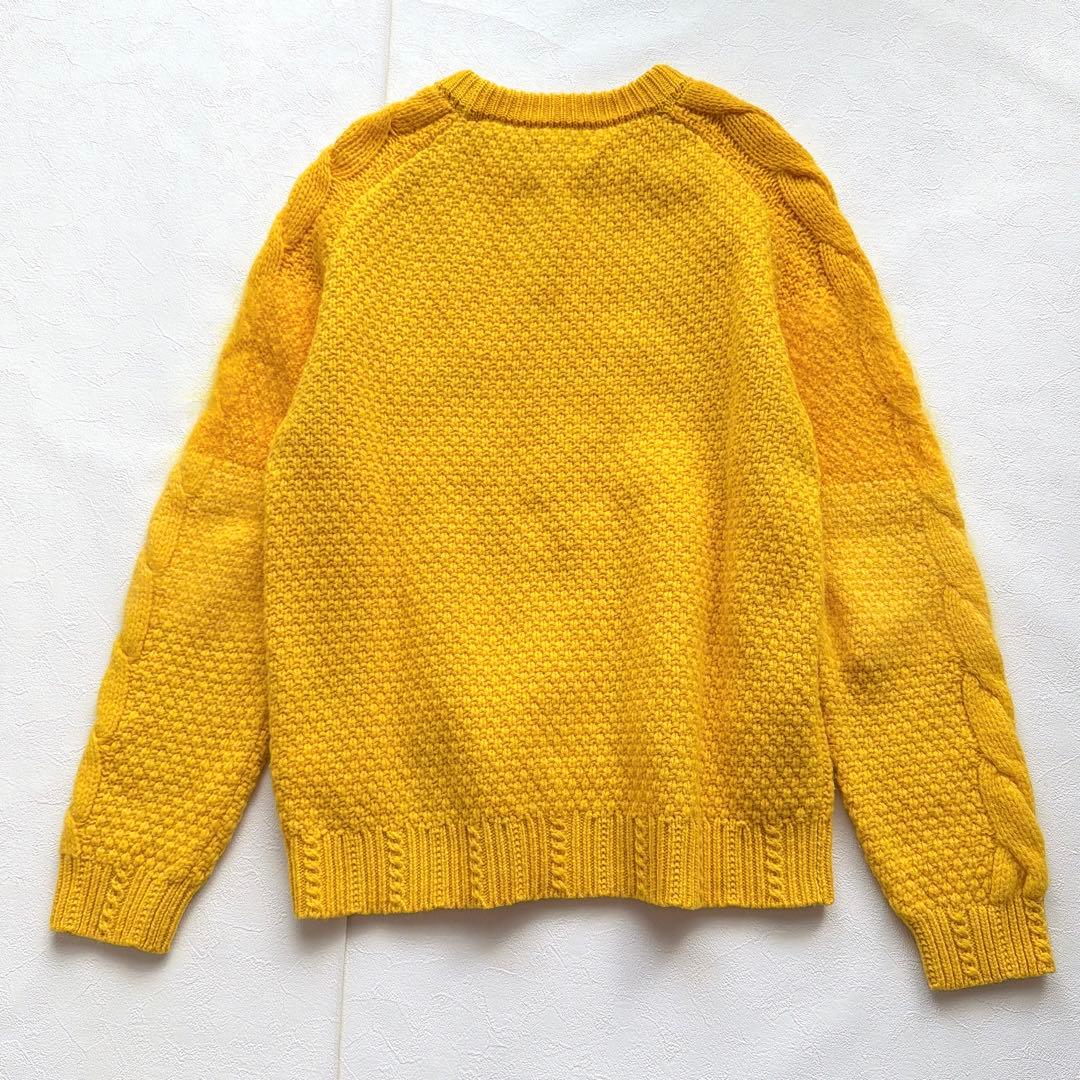 COOHEM カシミヤ モヘア アンゴラ ケーブルニット 黄色 米富繊維