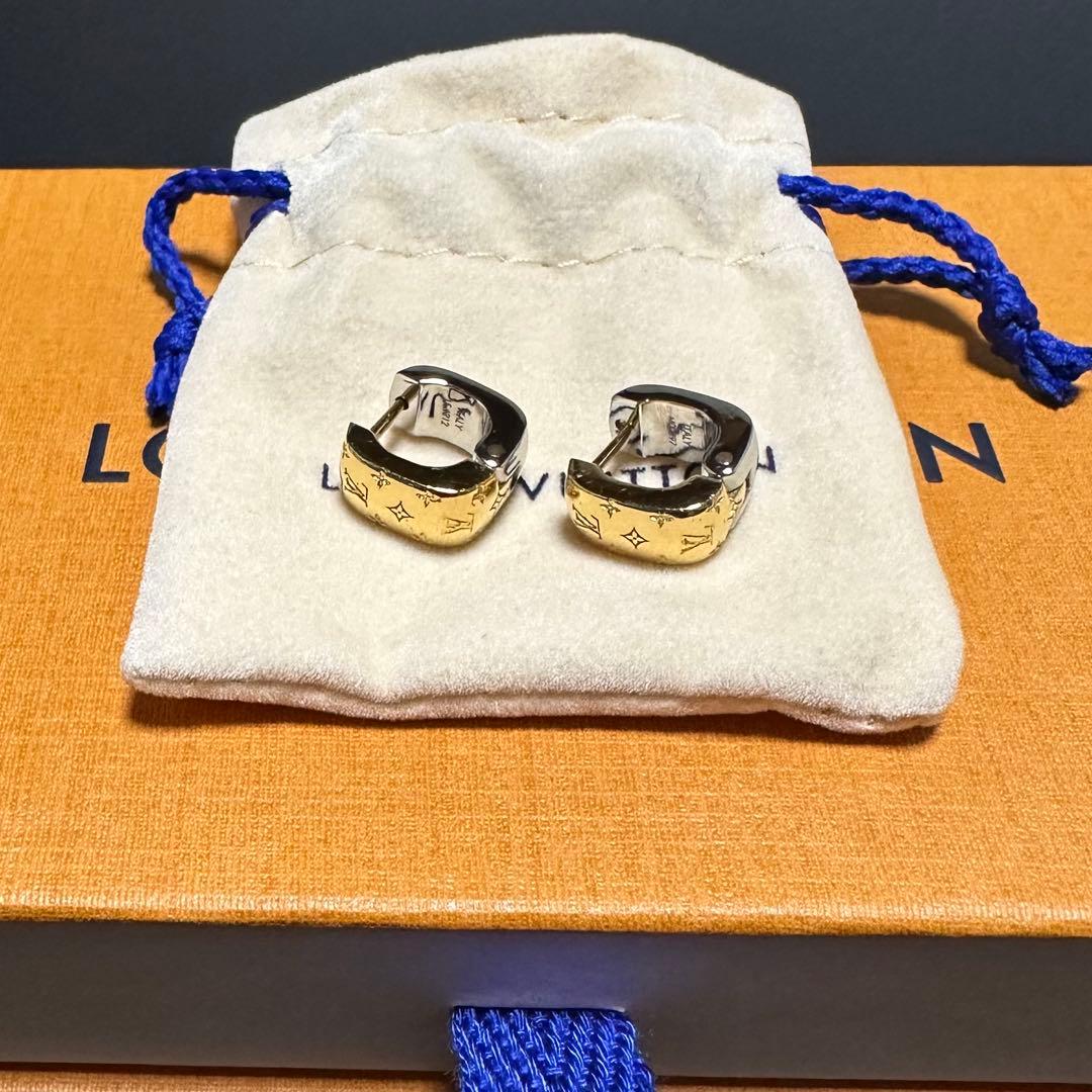 LOUIS VUITTON フープピアス ブックレドレイユ ナノグラム 箱あり