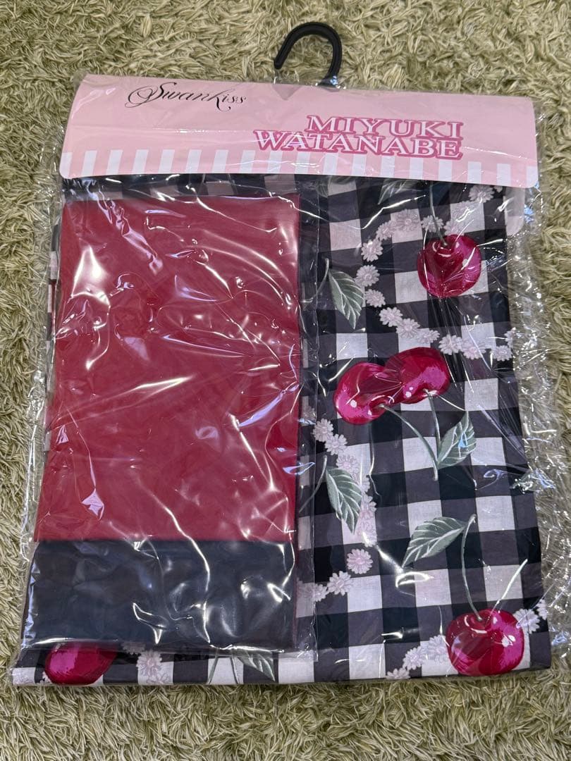 Swankiss 浴衣 チェリー ギンガムチェック 渡辺美優紀コラボ 黒 赤 帯