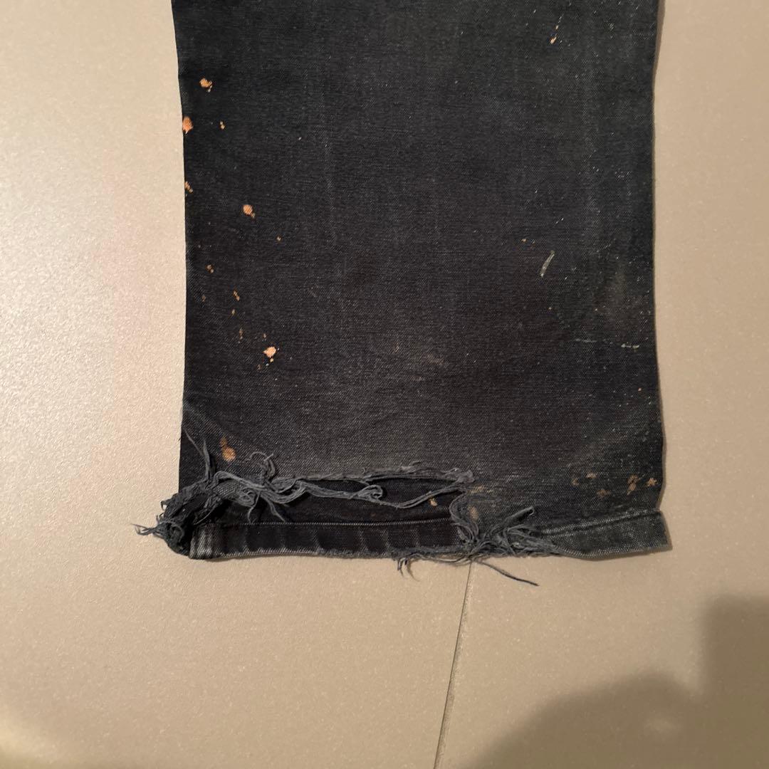 90sCarhartt ダブルニーオーバーオールblack 襤褸