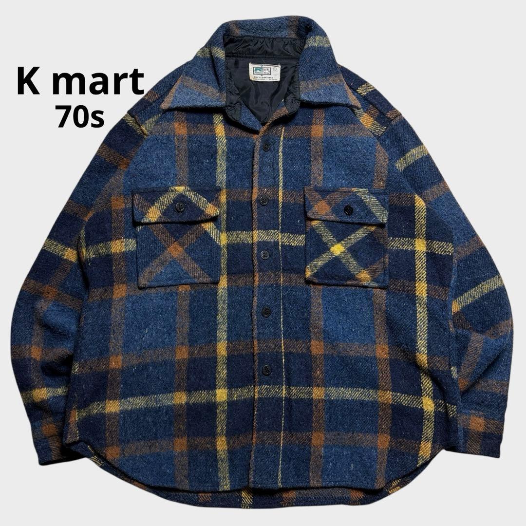70s Kmart CPO ネルシャツ ジャケット vintageチェック 海軍