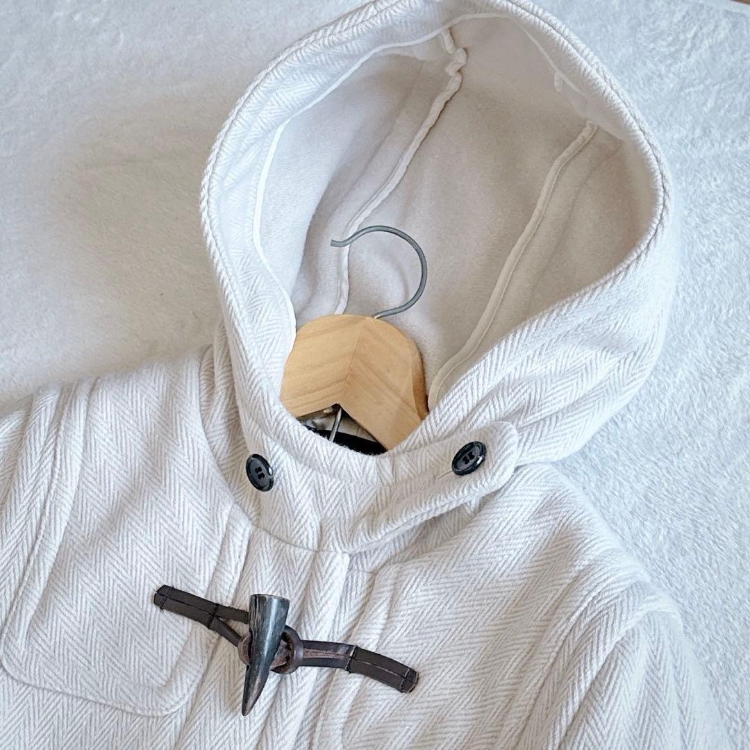 美品☆INED ヘリンボーン ダッフルコート アイボリー ロング ウール 日本製