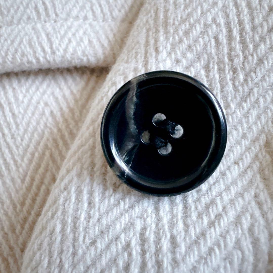 美品☆INED ヘリンボーン ダッフルコート アイボリー ロング ウール 日本製