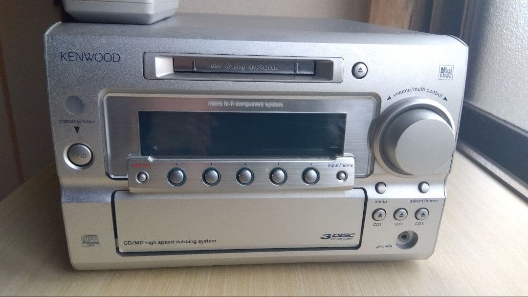 KENWOOD 3CD MD ミニコンポ スピーカー、リモコン付き