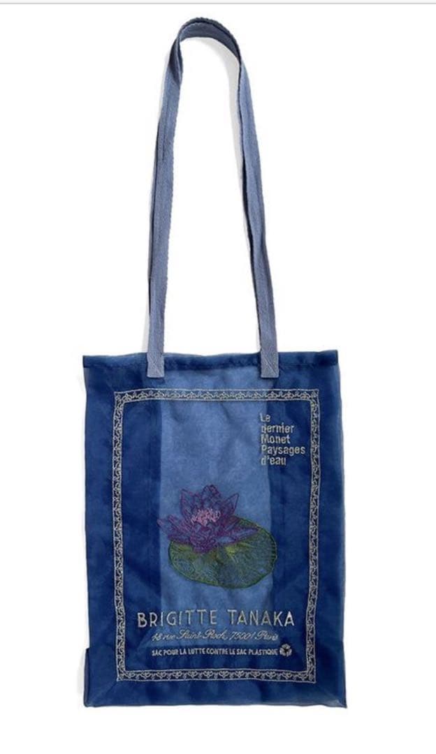BRIGITTE TANAKA 睡蓮のとき　刺繍トートバッグ　オーガンジー