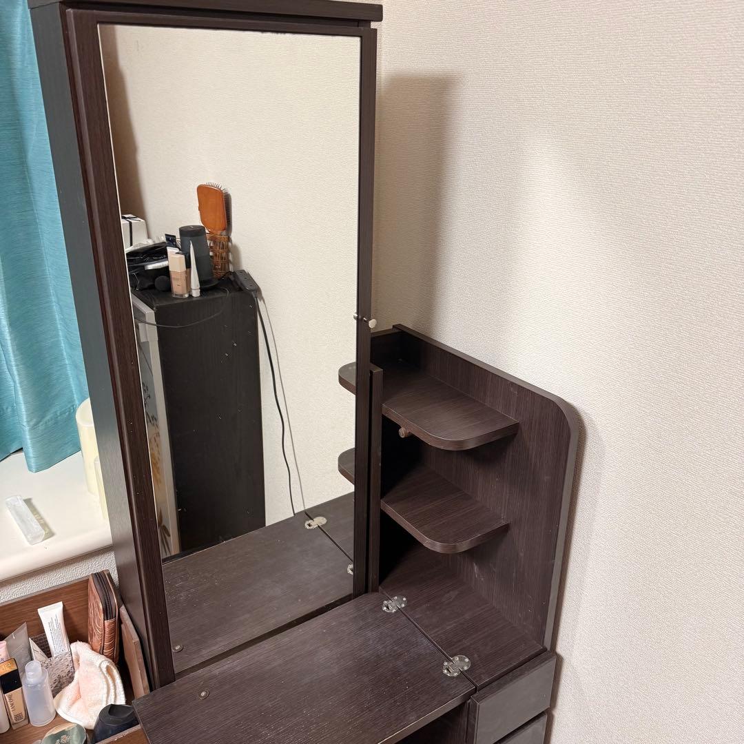ニトリ ドレッサー 三面鏡タイプ＆スツール付き ✩.*˚ ダークブラウン