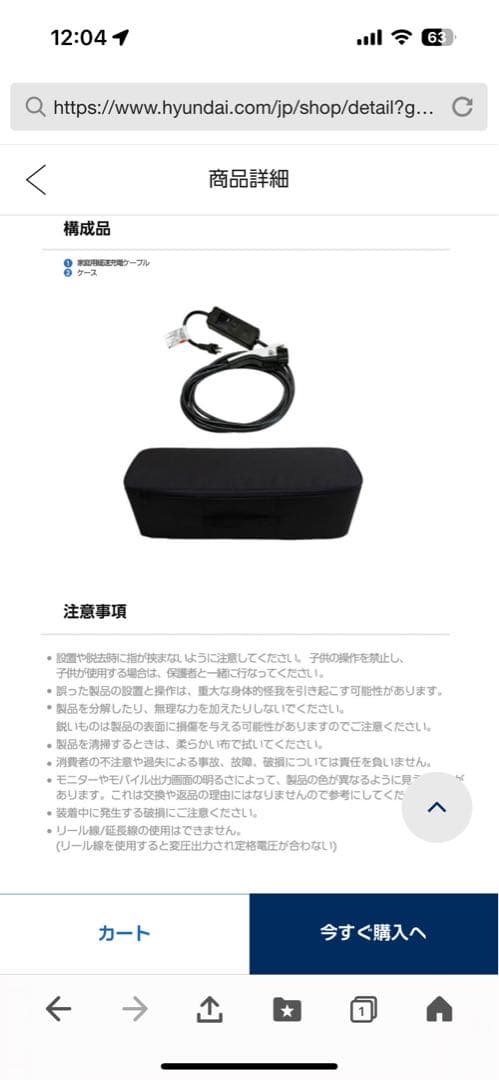 100V EV車　電気自動車 hyundai 充電器 100V 充電　ケーブル