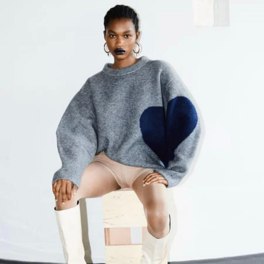 NKNIT ンニット　♡pattern KNIT グレー