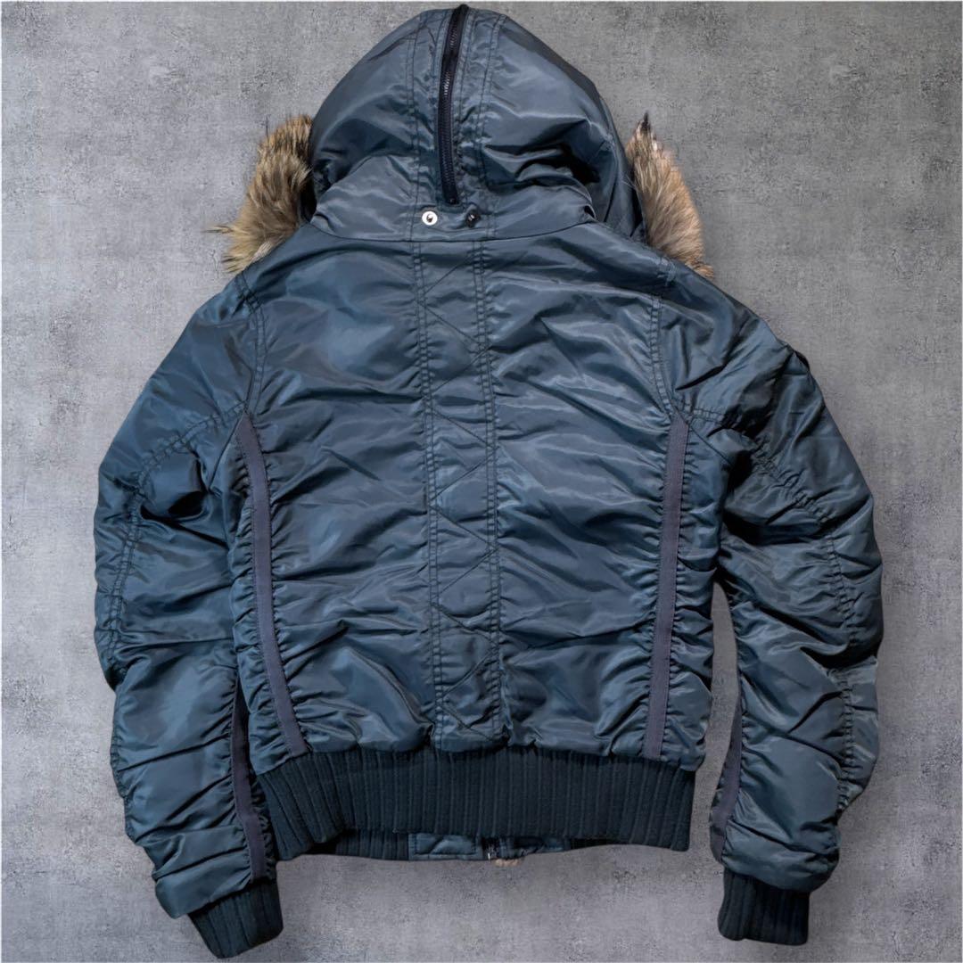 希少カラー 美品 AVIREX N-2B ミリタリー ジャケット ファー 短丈