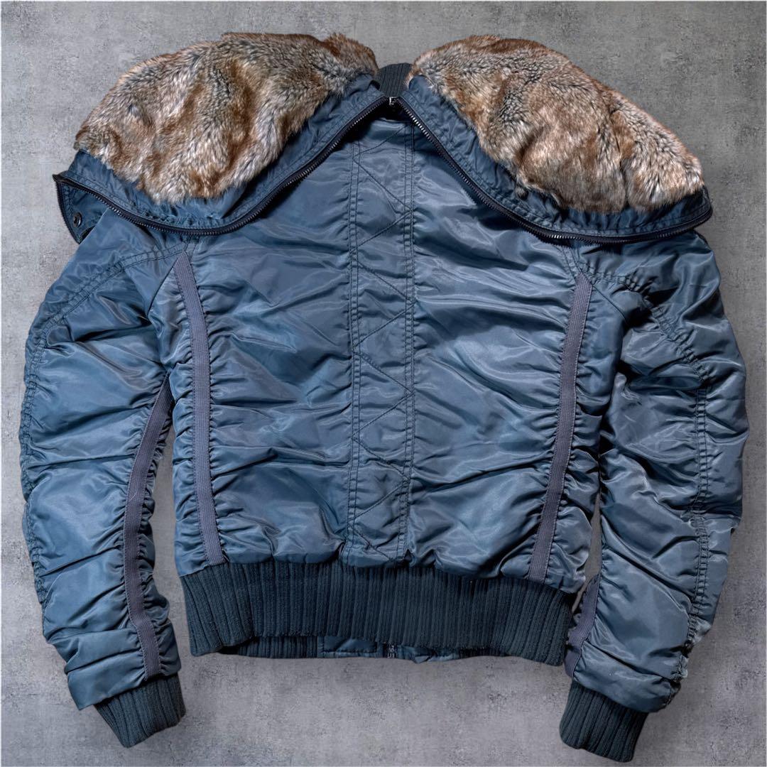 希少カラー 美品 AVIREX N-2B ミリタリー ジャケット ファー 短丈