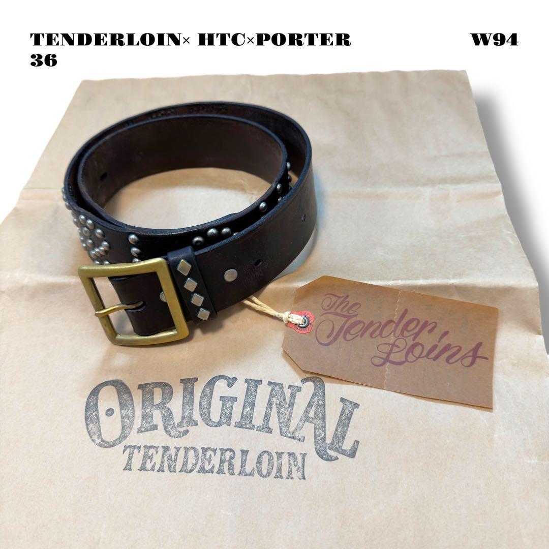 希少品！ TENDERLOIN HTC PORTER スタッズ ベルト 黒 36