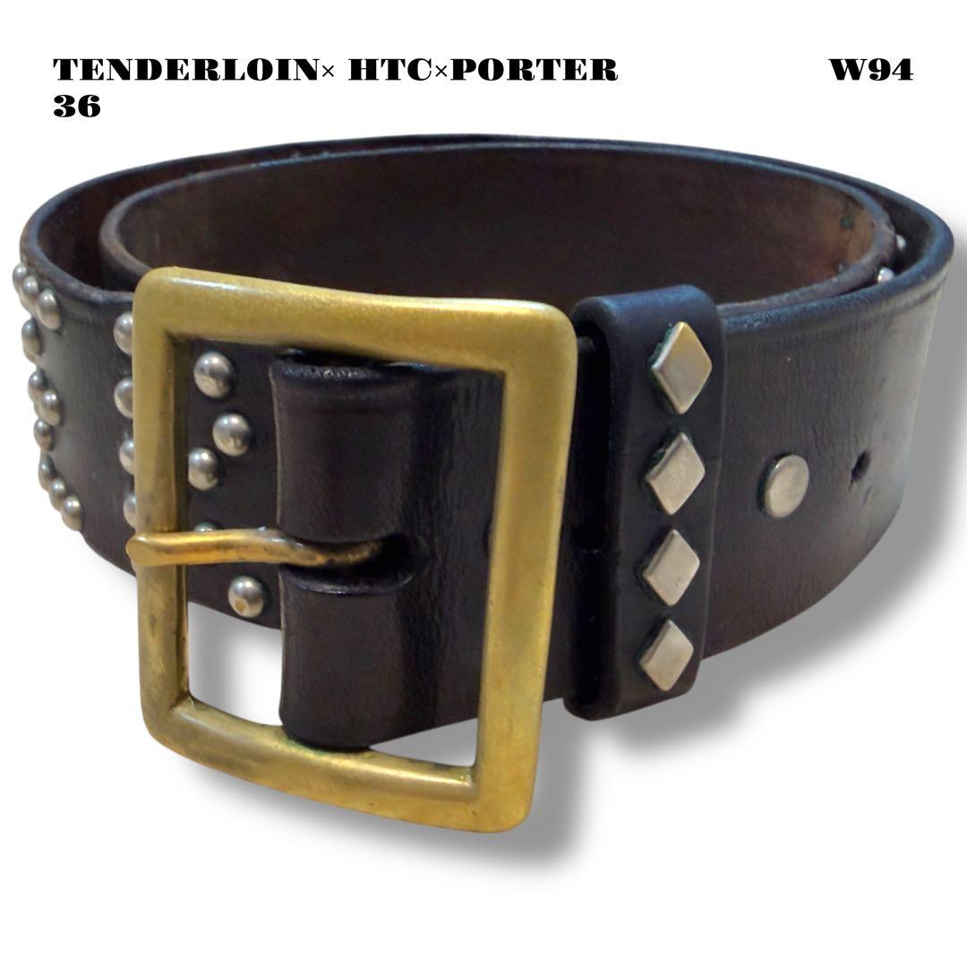 希少品！ TENDERLOIN HTC PORTER スタッズ ベルト 黒 36