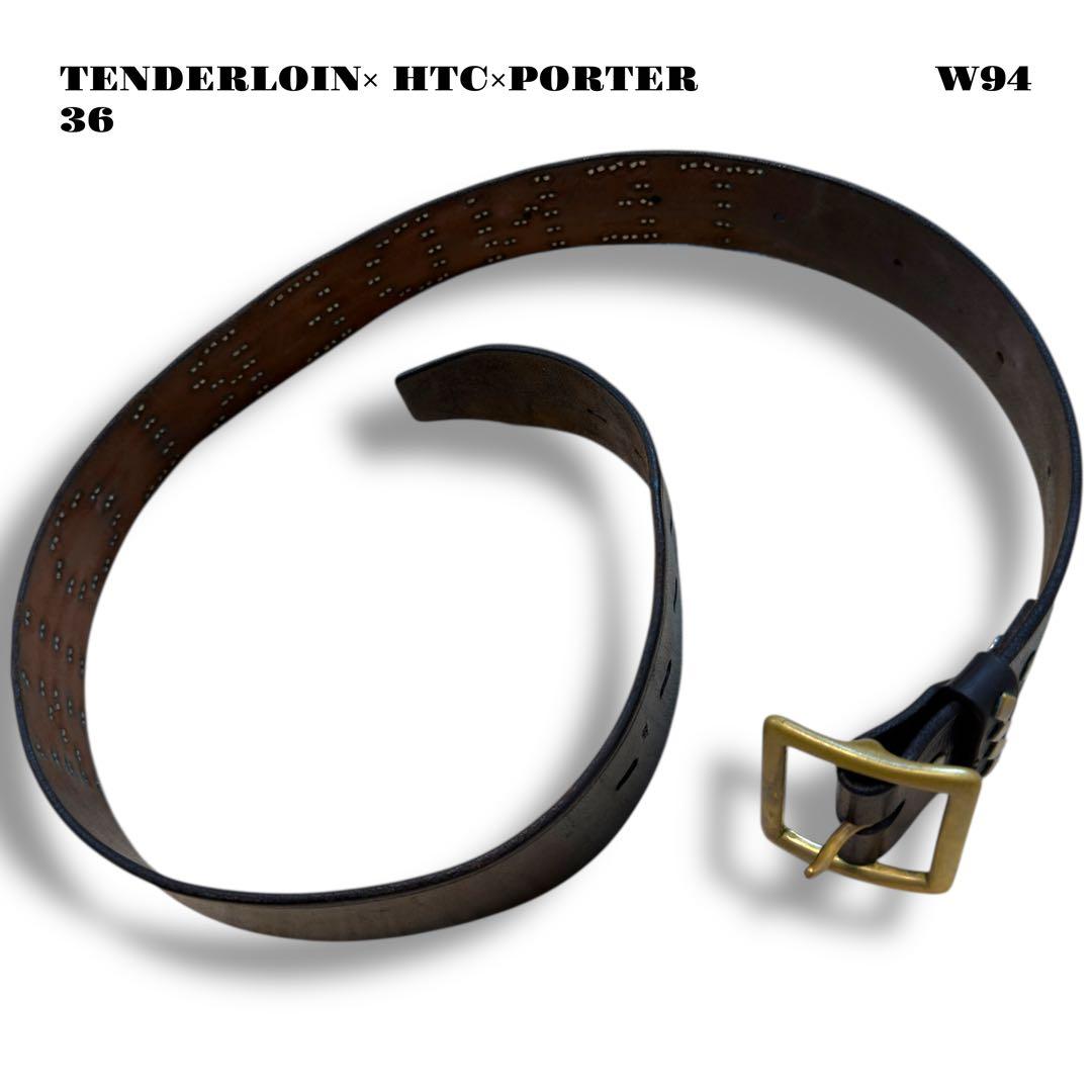 希少品！ TENDERLOIN HTC PORTER スタッズ ベルト 黒 36