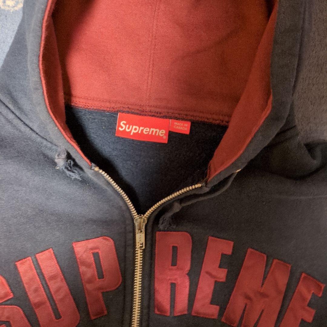 Supreme ジップアップパーカー ネイビー M　肉厚