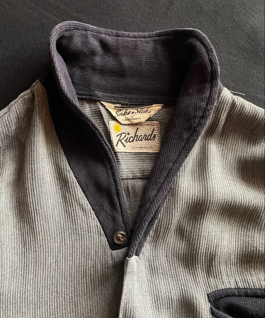 50's Richardsヘチマ襟ネイビー×グレー切替シャツ