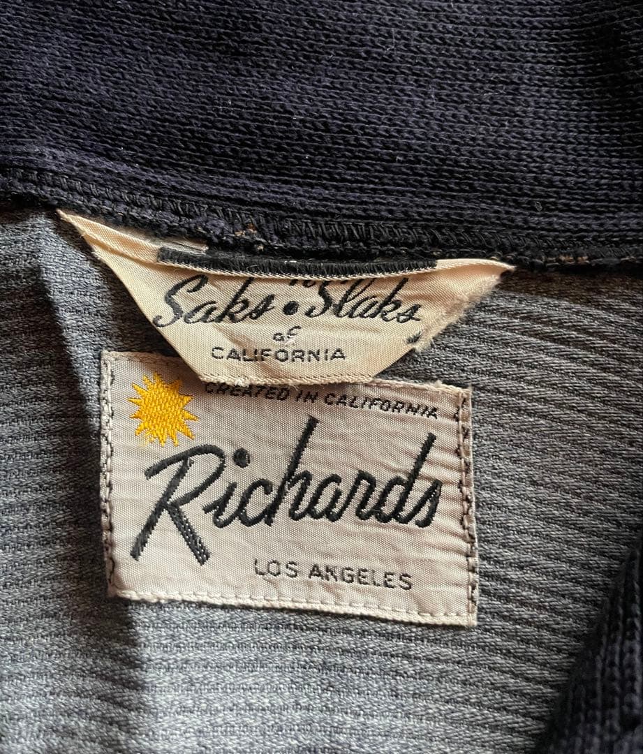 50's Richardsヘチマ襟ネイビー×グレー切替シャツ