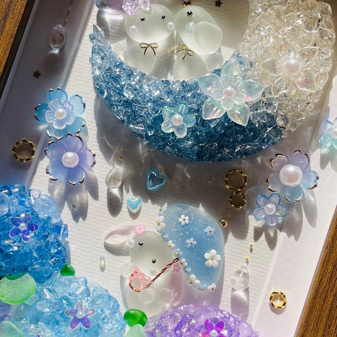 ＊三日月ともこもこ紫陽花＊シーグラスアート 梅雨