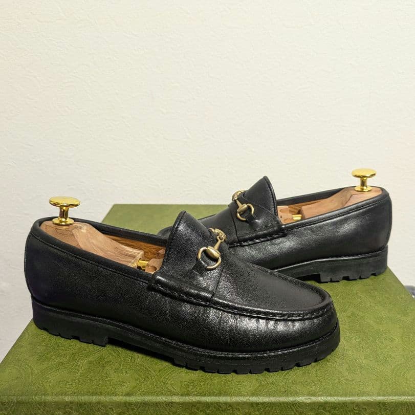 グラP様GUCCI　ヴィンテージ　ホースビットローファー　ラグソール　黒　35C