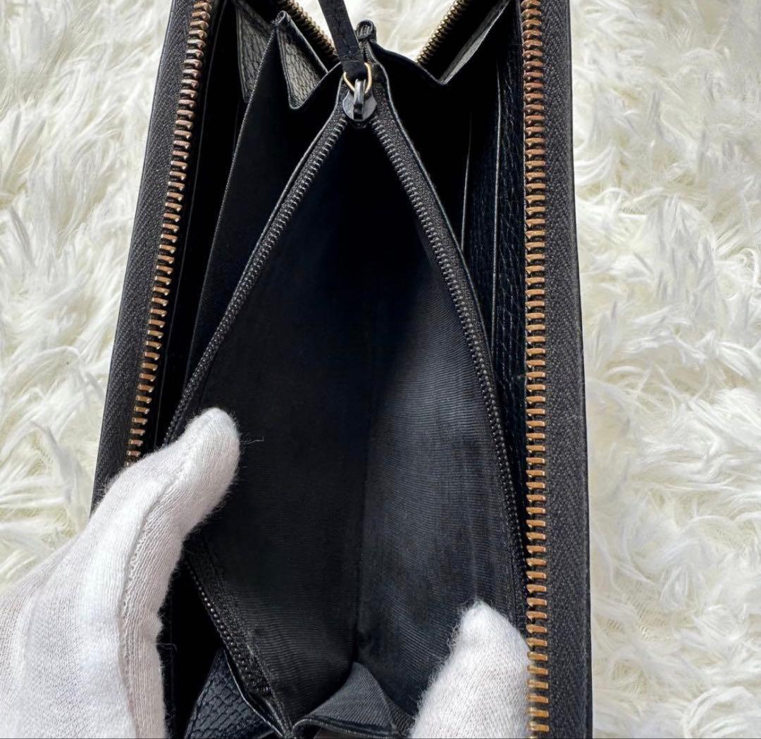 GUCCI ブラックレザー長財布 GGロゴ