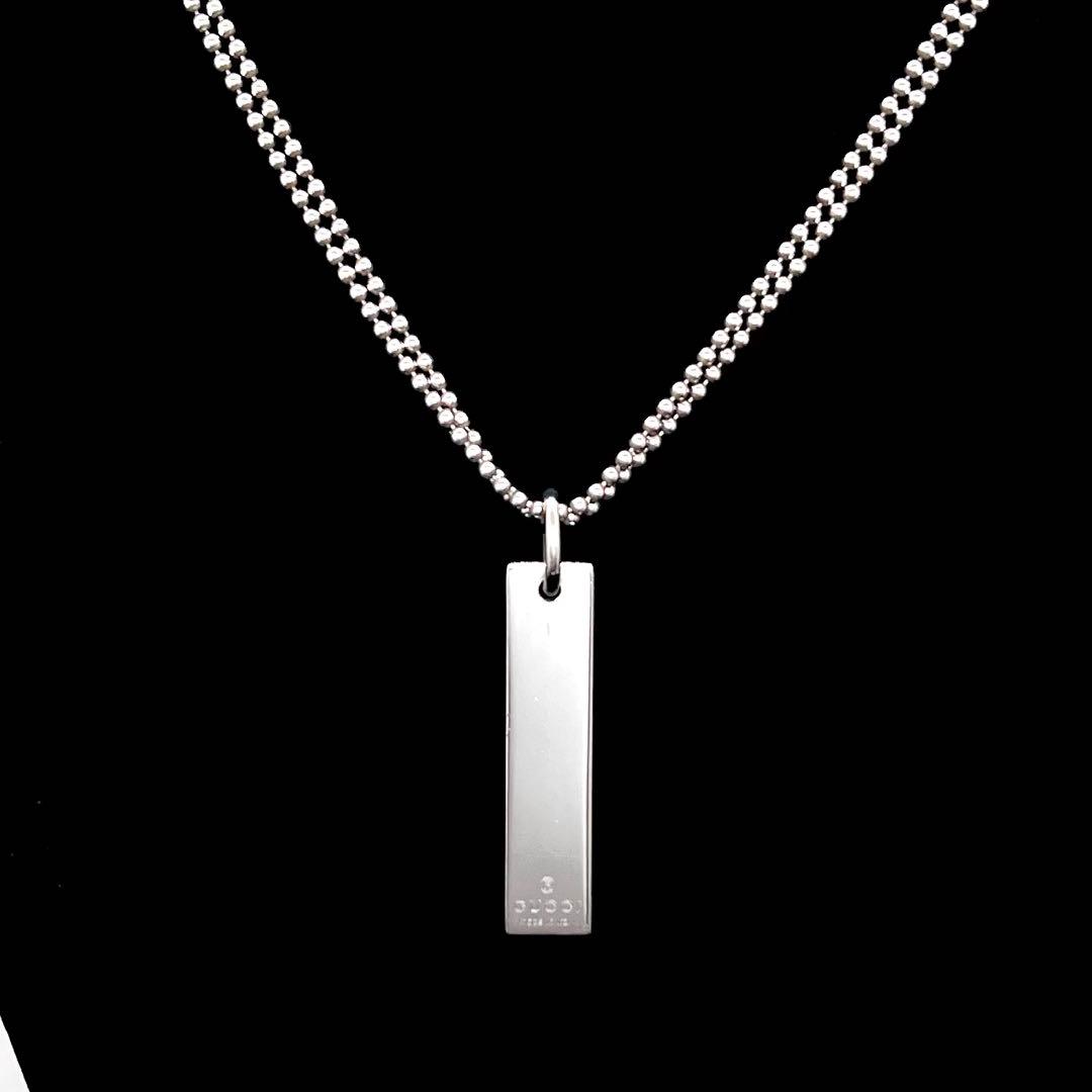 GUCCI グッチ ネックレス プレート ダブルボールチェーン ロゴ 925