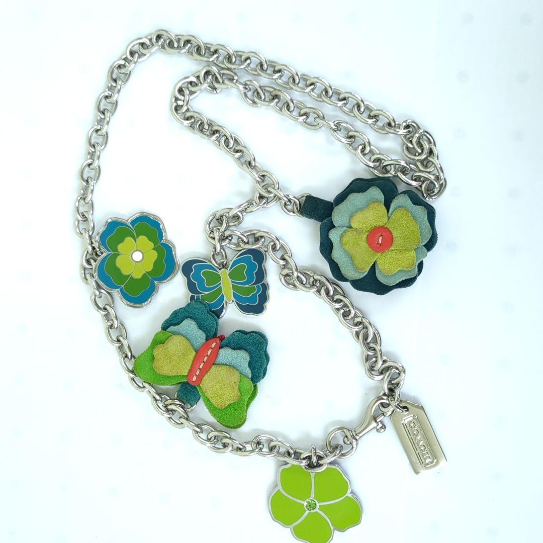 COACH　コーチ　チェーン　ベルト　フラワー　バタフライモチーフ