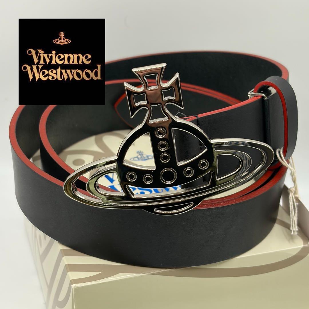 【未使用】Vivienne Westwood☆レザー ベルト 黒/赤