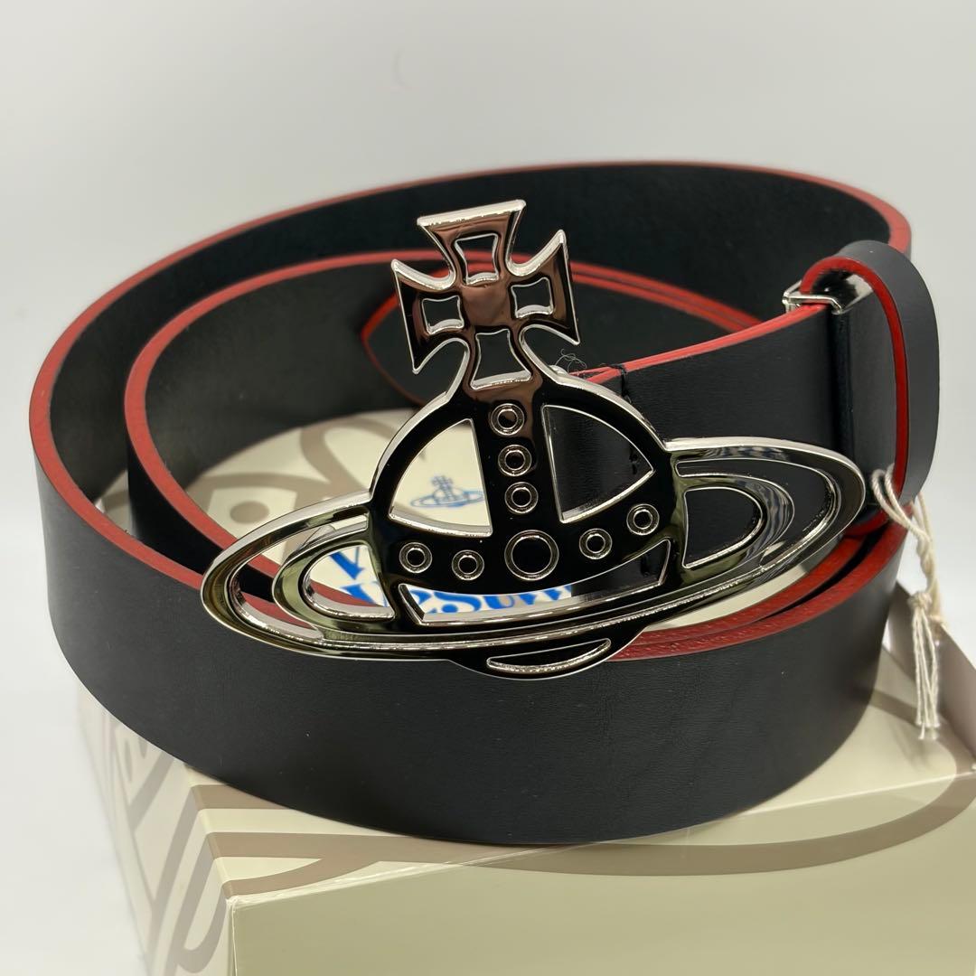 【未使用】Vivienne Westwood☆レザー ベルト 黒/赤