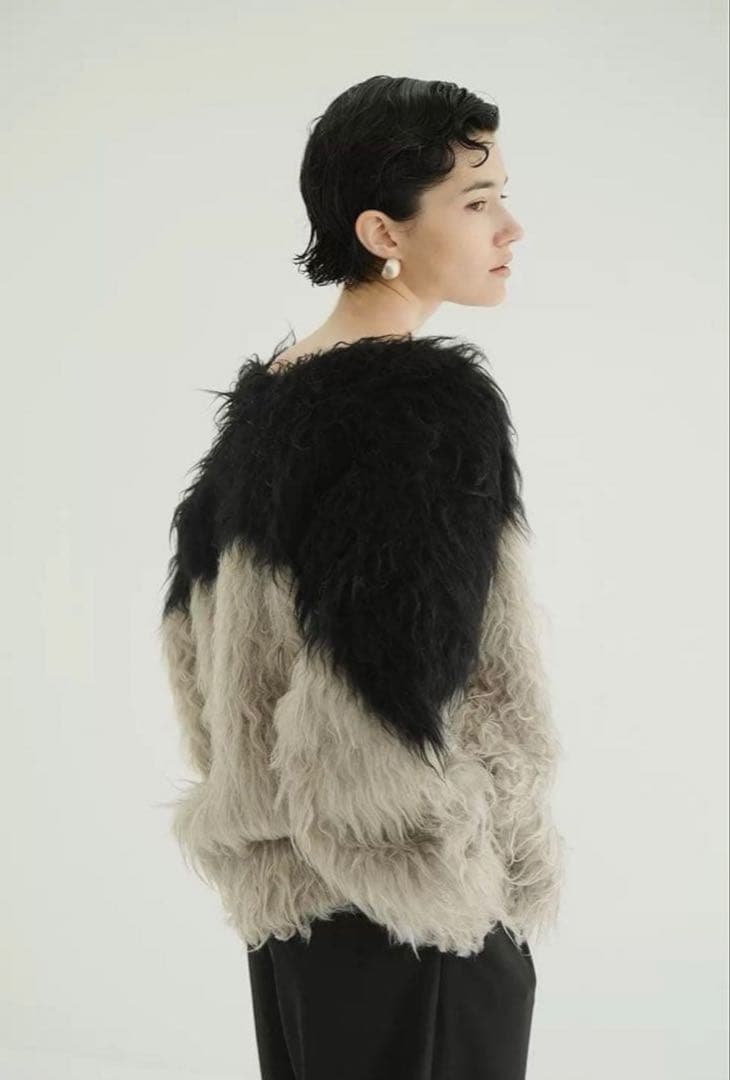 トップス CLANE BI COLOR SHAGGY KNIT CARDIGAN