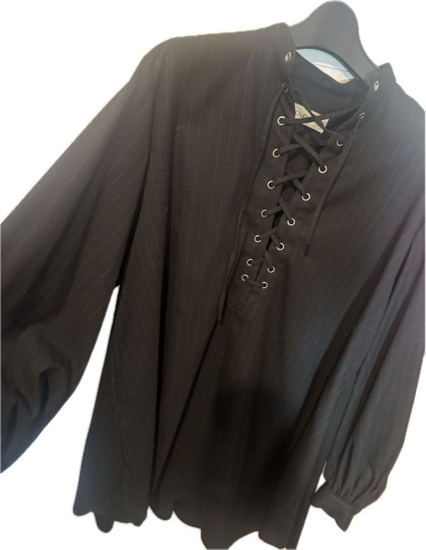 値下げ★solov★黒 長袖ストライプワンピース