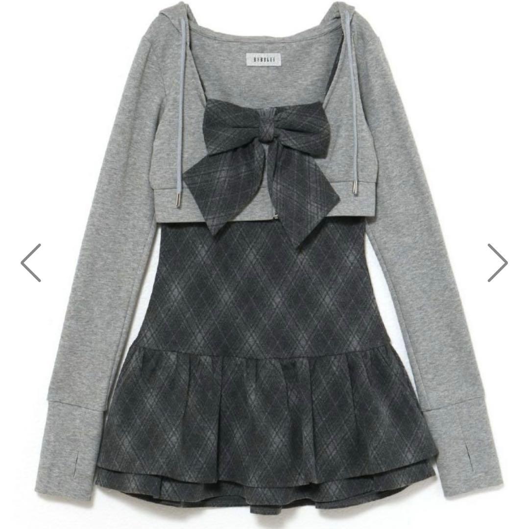 最終値下げ 新品タグ付き bubbles チェックパーカーワンピース