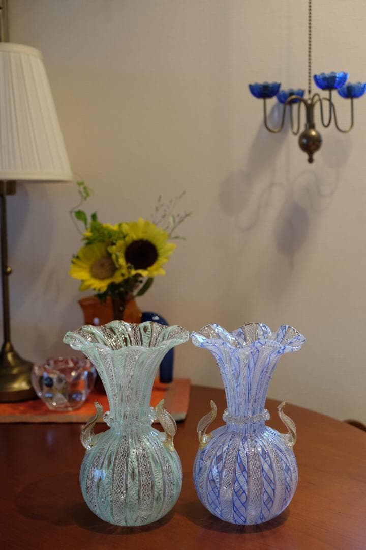 レースガラス 花瓶 ベネチアングラス ムラーノガラス アンティーク 江波冨士子