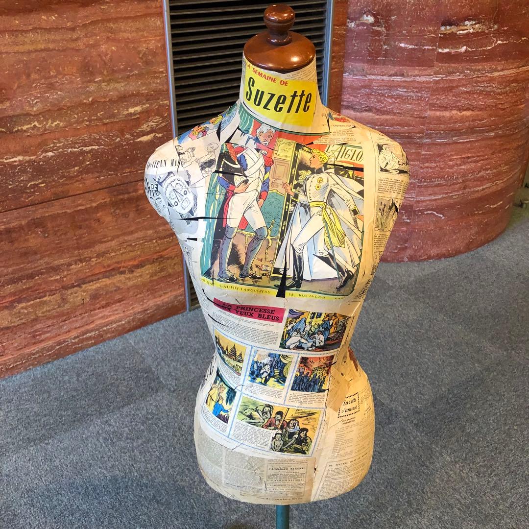 夢八トルソー　フランスの少女紙貼ったトルソー マネキン　ボディーコミックアート