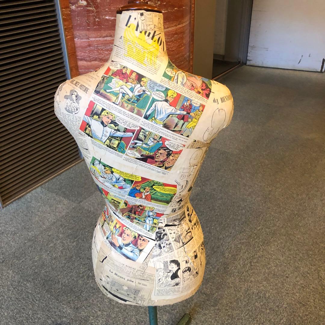 夢八トルソー　フランスの少女紙貼ったトルソー マネキン　ボディーコミックアート