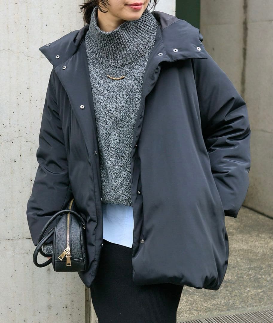 新品　リヴドロワ　ベルテッドフード　ダウン　コート ブラック