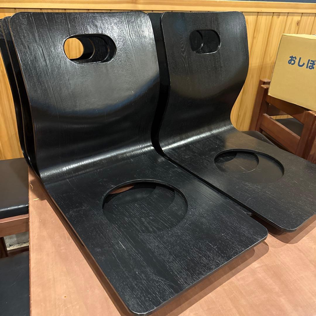 木製 座椅子 8台まとめ売りセット 背もたれ付 和モダン 木目黒色 イス