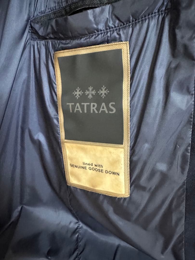 【訳あり】TATRAS ネイビー★ファーダウンコート　（サイズ2）ハンガー付き！