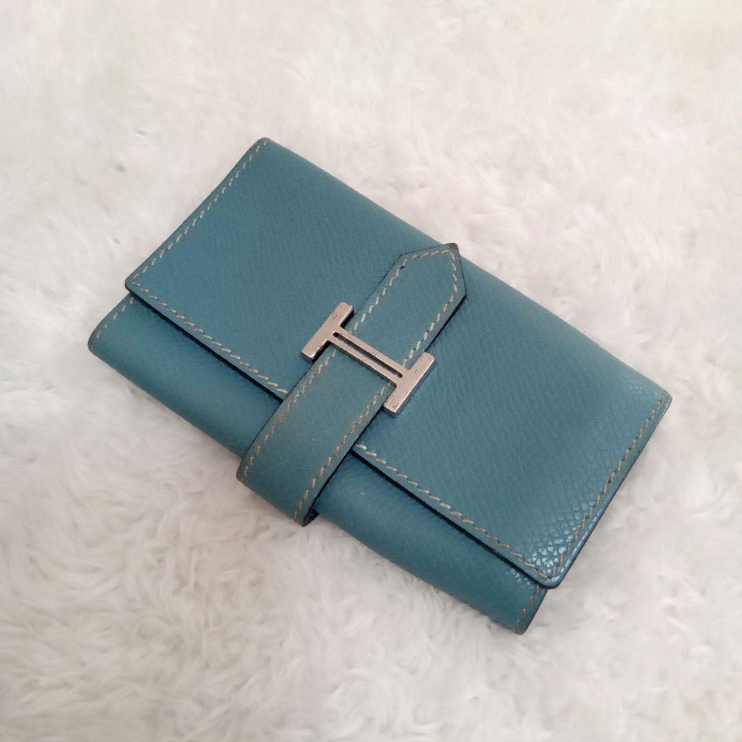 HERMES レザーキーケース6連 □J 青 ブルー ユニセックス