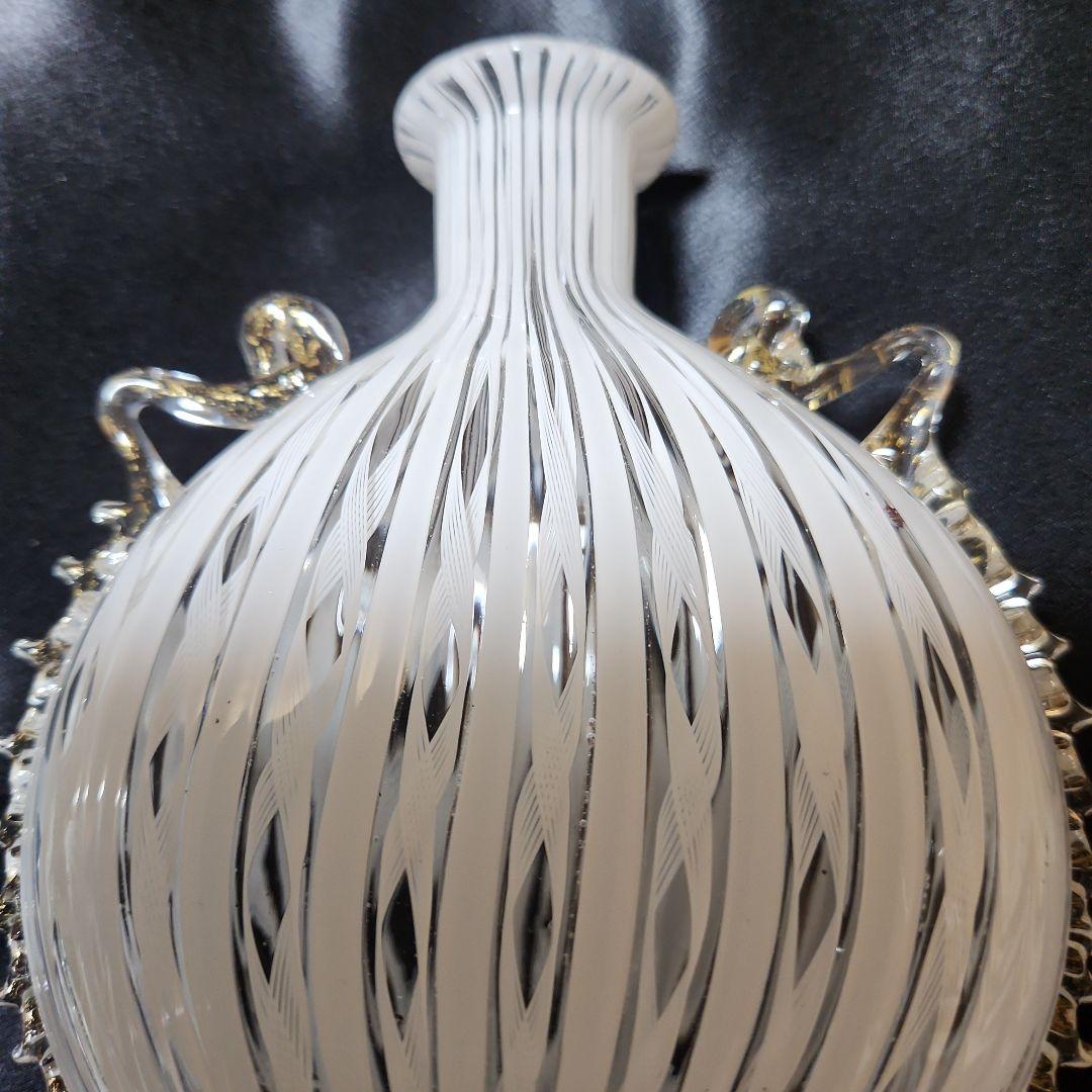 ベネチアンガラス ムラーノガラス レース柄 蓋付き オブジェ イタリア