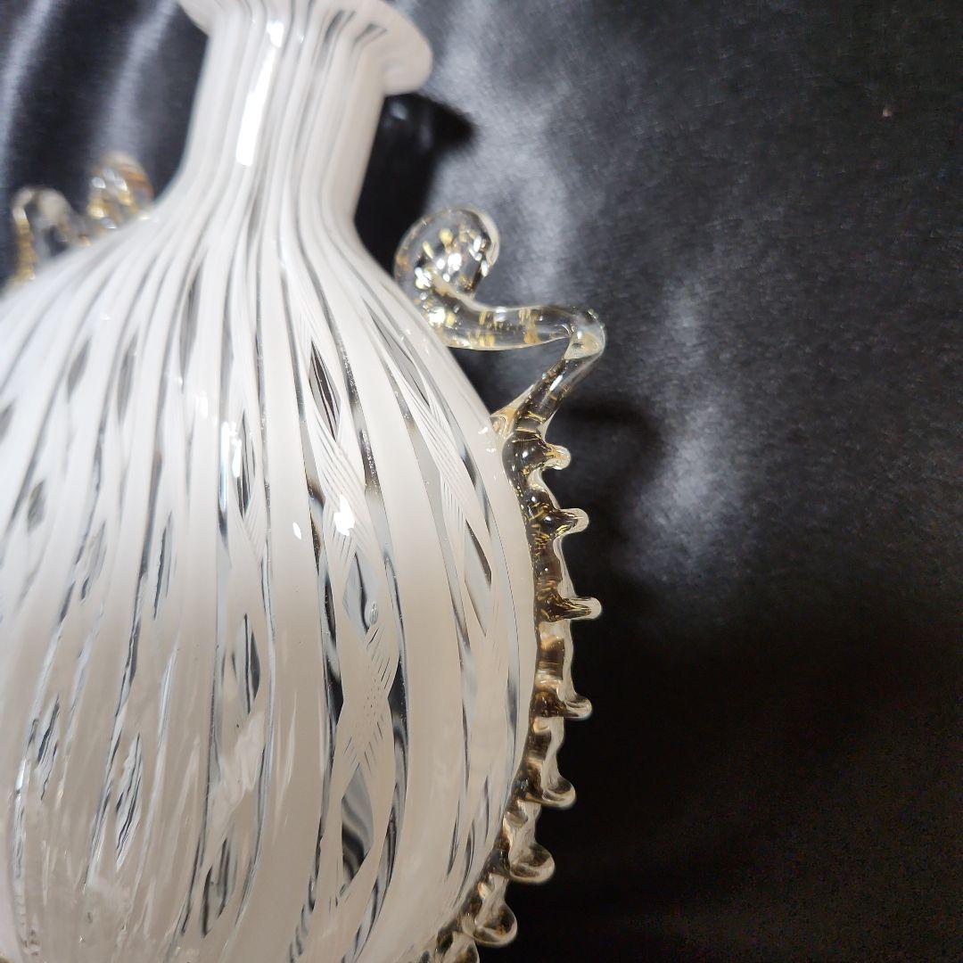 ベネチアンガラス ムラーノガラス レース柄 蓋付き オブジェ イタリア