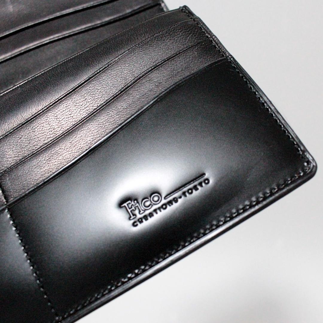 未使用 フィーコ 馬革 コードバンヌオーボ フラップ長財布 黒　Ｋ5934