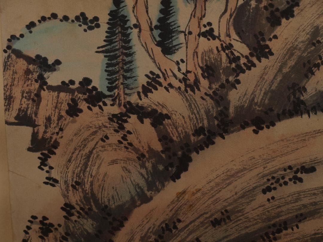 【骨董掛け軸】 中国吴湖帆　 近代 肉筆保證 　掛け軸 DE599B3-2